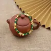 Pulsera Pixiu de Imitación Oro Arena Vietnamita Pulsera de Imitación Oro Negro Obsidiana Peel Pulsera Atmosférica Ágata Chapada en Oro Rojo Regalo