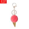 Lindo llavero de bola de piel de conejo de helado, colgante para bolso, llavero personalizado de imitación de llave de coche, adornos colgantes, cadena para bolso de mujer