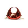 Bolso Bandolera Media Luna Nuevo Cuero Patentado Brillante Láser Mini Media Luna con Cadena de Un Hombro Bolso Pequeño para Niños para Mujer