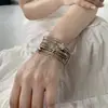 Pulsera de Cinco Puntas con Múltiples Capas y Brillo Fino Estilo Y2K Hot Girl Subcultura Versátil Retro Pulsera de Cuero PU