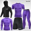 Traje esportivo transfronteiriço masculino para fitness, calça legging de secagem rápida, seda gelada, equipamento de corrida, traje para corrida matinal, traje de treino para basquete, atletismo
