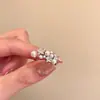 Anillo Abierto de Perla Barroca Francesa para Mujer Anillo de Dedo Índice Apilable de Nicho Lujo Ligero Gama Alta Versátil Ajustable Europeo y Americano