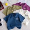 Camisa Polo Infantil 2026 Produto Novo de Verão para Meninos Gola Bordada Manga Curta Solta Top para Bebê Camisa Básica