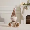 Nova Boneca de Natal: Boneco de Neve com Chapéu de Pelúcia Marrom e Cáqui, Posição em Pé, Rena e Urso de Natal Retráteis