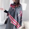 Bufanda Nueva de Invierno Cálida Imitación Cachemira Bufanda de Largo Medio para Aire Acondicionado para Mujer Bufanda Retro con Borlas de Caballo