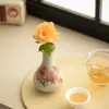 Esmalte estilo antiguo, rojo piedra de fuego, jarrón "Canto de pájaros en el patio tranquilo", florero, jarra pequeña de jade, jarrón de primavera, accesorios de cerámica para sala de té, pieza decorativa exquisita