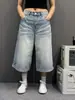 Pantalones vaqueros cropped de pierna ancha holgados de cintura alta para mujer, estilo callejero de moda de verano, pantalones versátiles rectos adelgazantes de longitud media, marca de moda