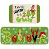 Tapetes de cocina para piso transfronterizos de Amazon, tapetes largos de terciopelo de cristal con tema del Grinch, un juego de dos para uso doméstico, absorbentes y resistentes a las manchas