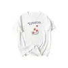 Camiseta de Manga Corta Suelta Color Tomate Energética y Juvenil para Mujer, Estampada con Tacto de Algodón Similar al Lino, Adelgazante y Fresca, Hombro Normal, Camiseta de Cuello Redondo para Mujer