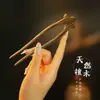 U-shaped double-hairpin dish hair ball head peach wood green sandalwood rosewood double-hairpin lettering to send girlfriend a generation of hair