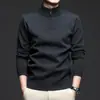 Suéter de lana nuevo para hombre de otoño e invierno, con media cremallera, cuello alto, grueso, cálido, versátil, moderno, camiseta interior