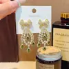 Brincos de Zircônia em Forma de Gota com Laço Estilo Francês de Luxo Leve, Artesanato Pesado, Brincos Modernos e Sofisticados, Brincos de Temperamento Único e de Nicho