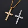 Joyería Europea y Americana Nuevo Hip-Hop Colgante de Cruz Grande Cobre Electrochapado Oro de 18K Circonita Completa Collar para Hombre
