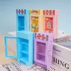 Geladeira Mini Simulada Freezer Máquina de Bebidas Modelo de Armazenamento Brinquedo Alimentício em Miniatura Enfeites Brinquedos para Casa de Brincar de Crianças