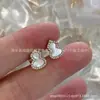 Brincos de Abóbora Qilin, Banhados a Ouro 18k, Prata Pura, com Madrepérola Branca e Ágata Vermelho-Violeta, Brincos Pendentes Qilin