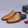 [Preventa No en Stock] Zapatos de Verano Cerrados para Hombre de Cuero Genuino, Sandalias Holgazanas Tejidas Transpirables de Piel de Vaca para Hombre