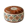 Puff Baú Estampado Floral Exótico Vintage Grande Capacidade Banqueta para Sala de Estar Banqueta Redonda com Armazenamento para Quarto