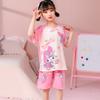 Pijamas de verano para niños de comercio exterior, cuello redondo, manga corta, para niños y niñas, dibujos animados, traje de aire acondicionado de verano para niños medianos y grandes, venta al por mayor