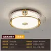 Estética de Canción Luz de Techo Madera Maciza Tela de Lino Hoja de Bambú Paisaje Pintura a Tinta Redonda Luz para Sala de Estar Comedor Dormitorio Luz Principal Hierro