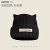 Venta Directa de Fábrica Gorro de Lana Tejido Protector de Orejas Estilo Coreano Otoño e Invierno Gorro Versátil Gorro de Lana con Orejas de Gato y Letra Gorro de Punto para Mujer para Clima Frío