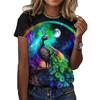 Top Feminino Europeu e Americano 2023 Transfronteiriço Estação Independente da Amazon Explosões Lábios Apaixonados Gola Redonda Camiseta de Manga Curta Estampada