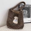 411183 Ins Rayado Recién Llegado Lindo Dibujo Animado Cachorro Bolso de Felpa para Mujer 2024 Gran Capacidad para Trasladarse Bolso de Hombro