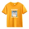 Comercio Exterior Americano Verano Pesado Color Sólido Estampado de Letras Algodón Manga Corta Camiseta Manga Media Ropa para Clase Padre-Hijo Ropa para Niños