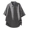 Camiseta Jacquard de Manga Corta de Talla Grande de Moda para Hombre, Nuevo Estilo de Verano, Sensación de Hielo, Delgada, Transpirable, Holgada, Versátil Top Tipo Polo