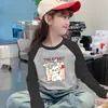 Camiseta Térmica de Cuello Redondo para Niñas, Ropa Interior de Manga Larga Raglán para Niños Medianos y Mayores, Moda Otoño/Invierno, Trendy