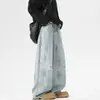Maple House Roupas Masculinas / Novidade Outono/Inverno Modelagem Solta Tendência Calça Jeans Queimada Masculina Salgada Americana High Street Calça Wide Leg