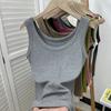Traje de Camisola Blanca para Mujer con Camiseta sin Mangas Cubre Pecho, Top de Punto Elástico para Fondo para Deportes, Ropa Exterior