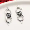 Anillo Doble con Dijes de Elefante y Calabaza de Hoja de Plata Esterlina Espaciadores Retro Plata Blanca Lisa Broche OT Materiales para Bisutería Hecha a Mano DIY