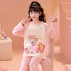 Primavera e Outono Novos Pijamas Infantis Meninas Manga Longa Fino Algodão Penteado Roupas de Casa Terno Bonito para Meninos e Meninas