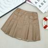 Falda Plisada de Cuero PU para Niñas de Comercio Exterior, Falda Corta Elegante, Falda Corta de Media Cintura Adelgazante para Primavera y Otoño 2026, En Stock