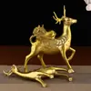 Adornos de ciervo de cobre, figuras de ciervo, ciervos de cobre, cacahuates, col, mueble de TV, manualidades para recibidor, sala de estar del hogar, decoraciones de empresa