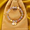 Pulsera de esmalte de color gris medio azúcar, pulsera de ágata con corazón de azúcar, pulsera de esmalte de color dorado, lugar escénico del templo con suministro al por mayor