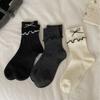 Calcetines Nuevos de Color Blanco Leche de Primavera y Verano para Mujer, Calcetines Holgados Estilo Universitario Japonés, Calcetines JK con Lazo y Volantes