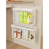 Estante de Almacenamiento para Cocina, Puerta de Gabinete, Montado en Pared, Caja de Almacenamiento para Papel Film y Bolsas de Basura, Canasta de Almacenamiento para Botellas y Frascos de Condimentos del Hogar