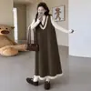 2026 Nuevo Vestido Chaleco de Punto para Maternidad Estilo Perezoso con Borlas Suelto Talla Grande que se Adapta a la Barriga Vestido de Punto para Mujeres Embarazadas