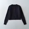Suéter Cardigan de Punto Suelto de Manga Larga con Trenzado Corto de Color Sólido para Mujer, Estilo Europeo y Americano, Nuevo para Otoño e Invierno