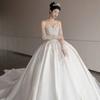 Vestido de Novia de Satén para Novias 2026 Nuevo Estilo Vestido Principal Textura de Alta Calidad Retro Francés Vestido de Novia sin Tirantes para Verano D113