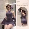 Humo Sexy Nuevo Estilo Chino Botón Encaje Qqny Cuello Vertical Cheongsam Deseo Puro Chica Caliente Morado Cuello Ropa Interior Sexy