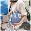 Bolsa de Algodão Tecida Grande Capacidade Bolsa de Ombro Litoral Vazada Bolsa de Mão Bolsa Feminina Transversal Tote Bag Corda de Algodão Palha Tecida
