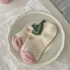 Meias Curtas de Primavera e Verão para Mulheres, Algodão Sem Costura Desenho Animado Ins Tendência Estilo Coreano Fofas Listradas Invisíveis, Meias de Barco