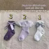 Calcetines para Niñas con Lazo Calcetines de Princesa Estilo Coreano Calcetines de Media Pantorrilla para Niñas Primavera y Verano Nuevo Diseño de Encaje de Verano