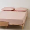 Sábana de Algodón Cepillado de Alto Hilo 100S para Cama Doble Sábana Ajustable Cubrecama de Color Sólido Simple Ropa de Cama Gruesa para Otoño e Invierno Pieza Única