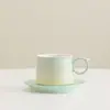 Taza de café de cerámica de alta gama, exquisita, estilo ins, con cuchara y platillo, juego de regalo, taza transfronteriza, regalo de empresa