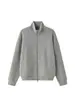 Chaqueta corta de punto casual versátil, estilo minimalista de otoño con cuello alto y cierre de cremallera para mujer 13377