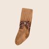 Calça Infantil Feminina Cor Cacau Padrão Espiga de Trigo Estilo Pastoral Lateral Floral Pequeno Tridimensional Laço Grande