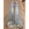 Calça jeans retro rasgada estilo americano, coleção de outono, estilo feminino, novo design 2026, corte solto, modelagem que emagrece, calça comprida casual, adequada para baixinhas